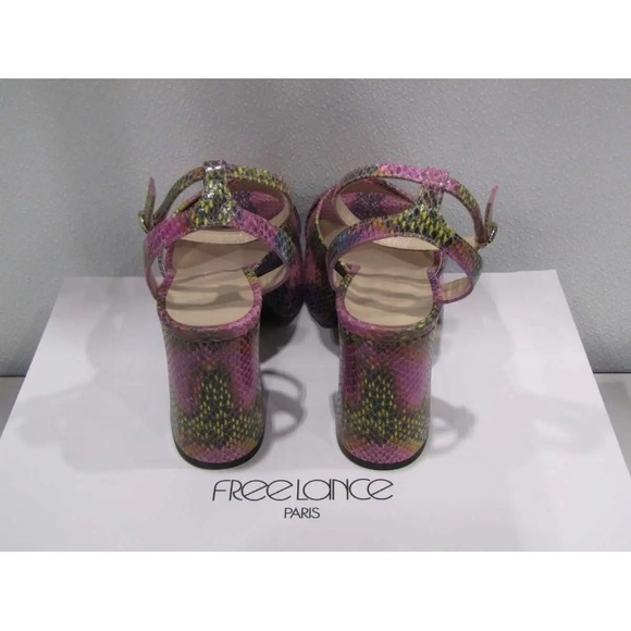 NWT FREE LANCE Freelance Gabi 95 Heeled sandal cross straps Snake print leather - Picture 9 of 12